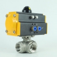 DKV 4 inch pneumatic motorized 3 way Stainless Steel pneumatic Ball Valve